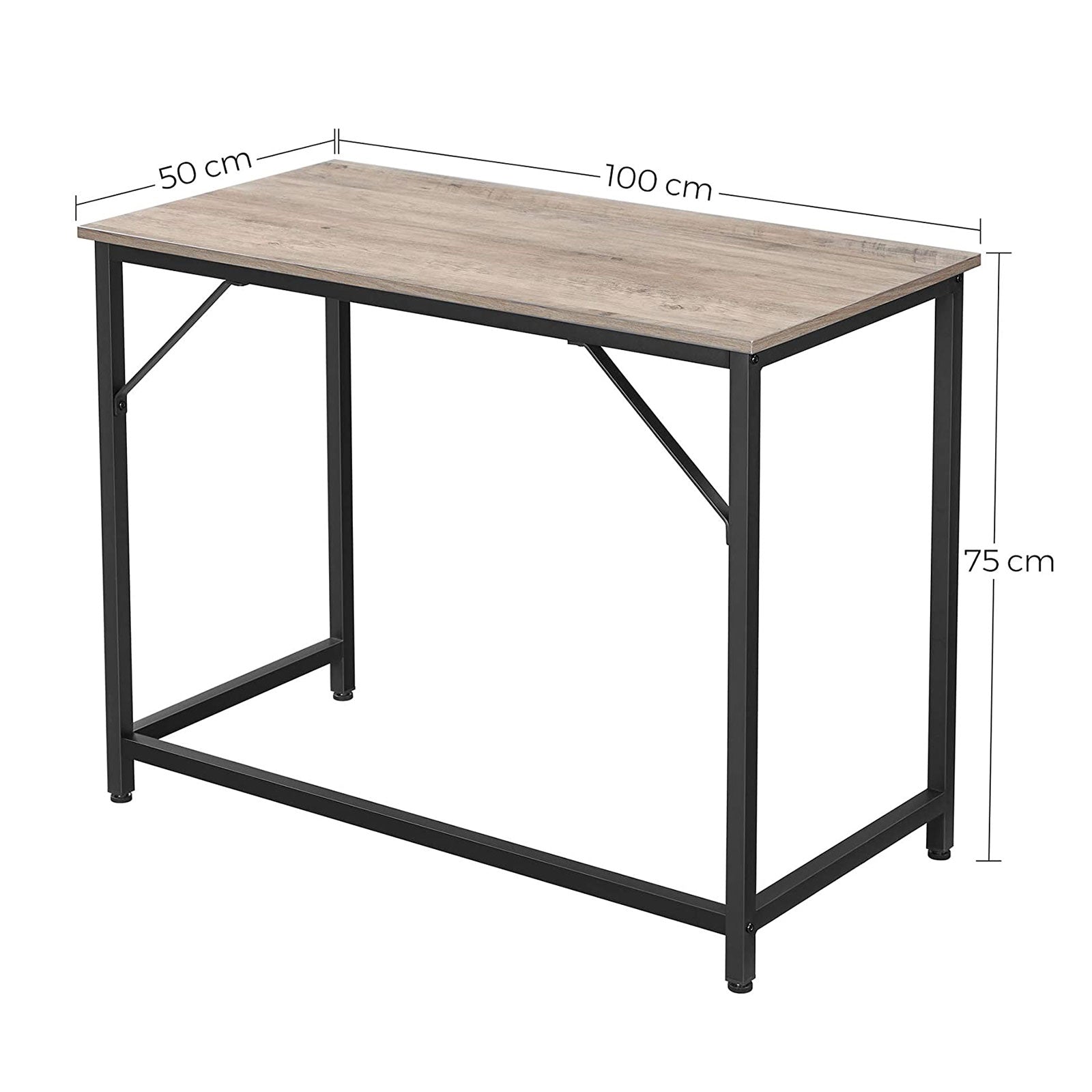 Small Office Table - Steel - Hazelnut Brown and Black - Simplified Assembly