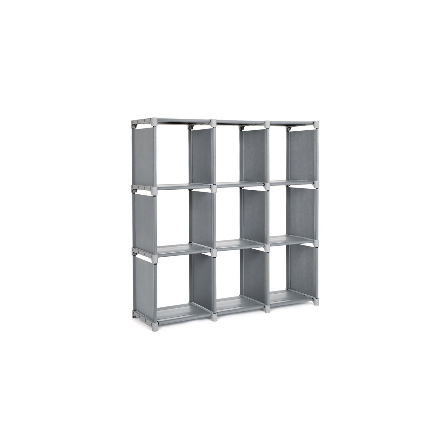 9-Cube Storage Shelf - MDF - Black - DIY Organizer Rack for Family Study and Living Room