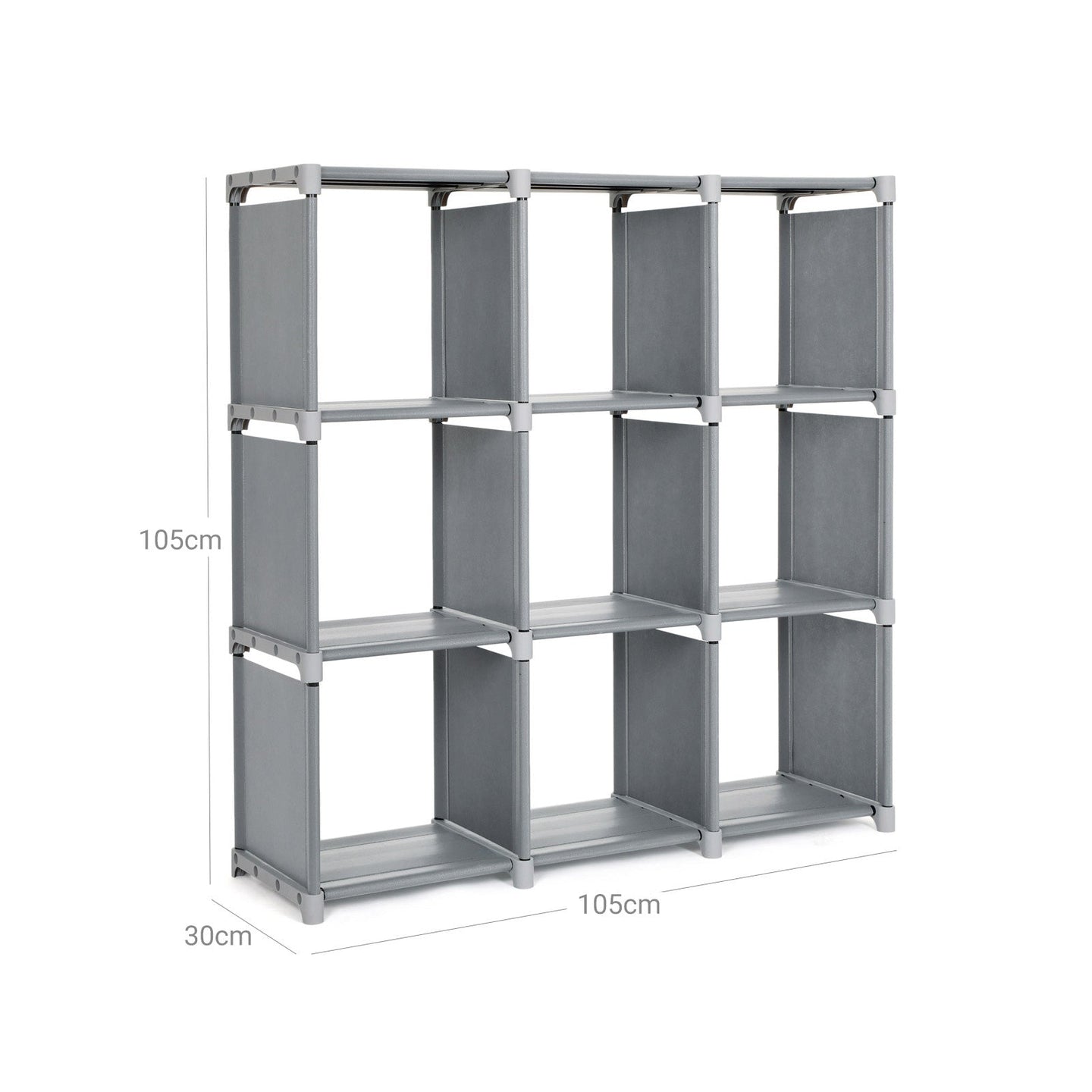9-Cube Storage Shelf - MDF - Black - DIY Organizer Rack for Family Study and Living Room