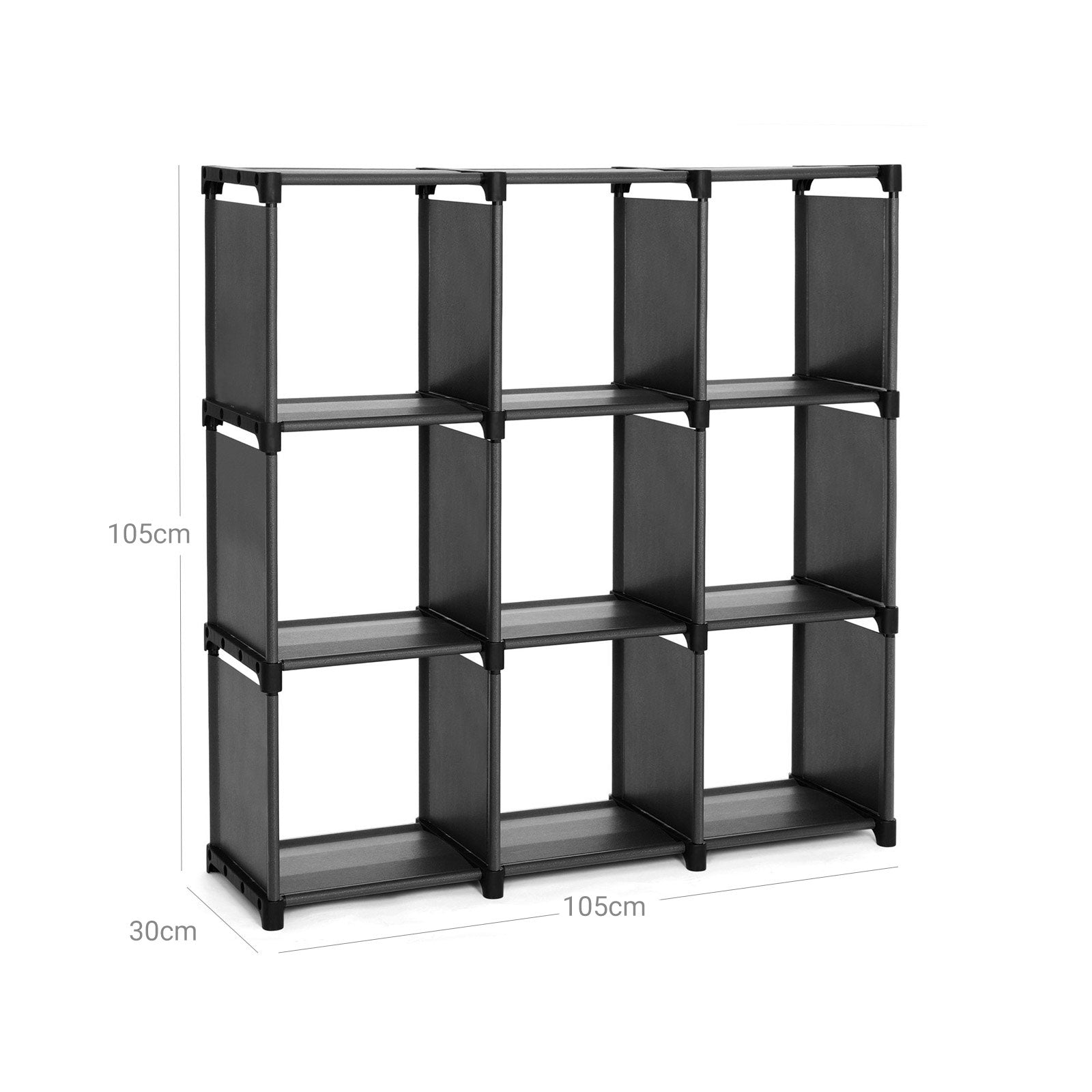 Open Bookcase - Engineered Wood - Black - 9-Cube Design for Versatile Storage