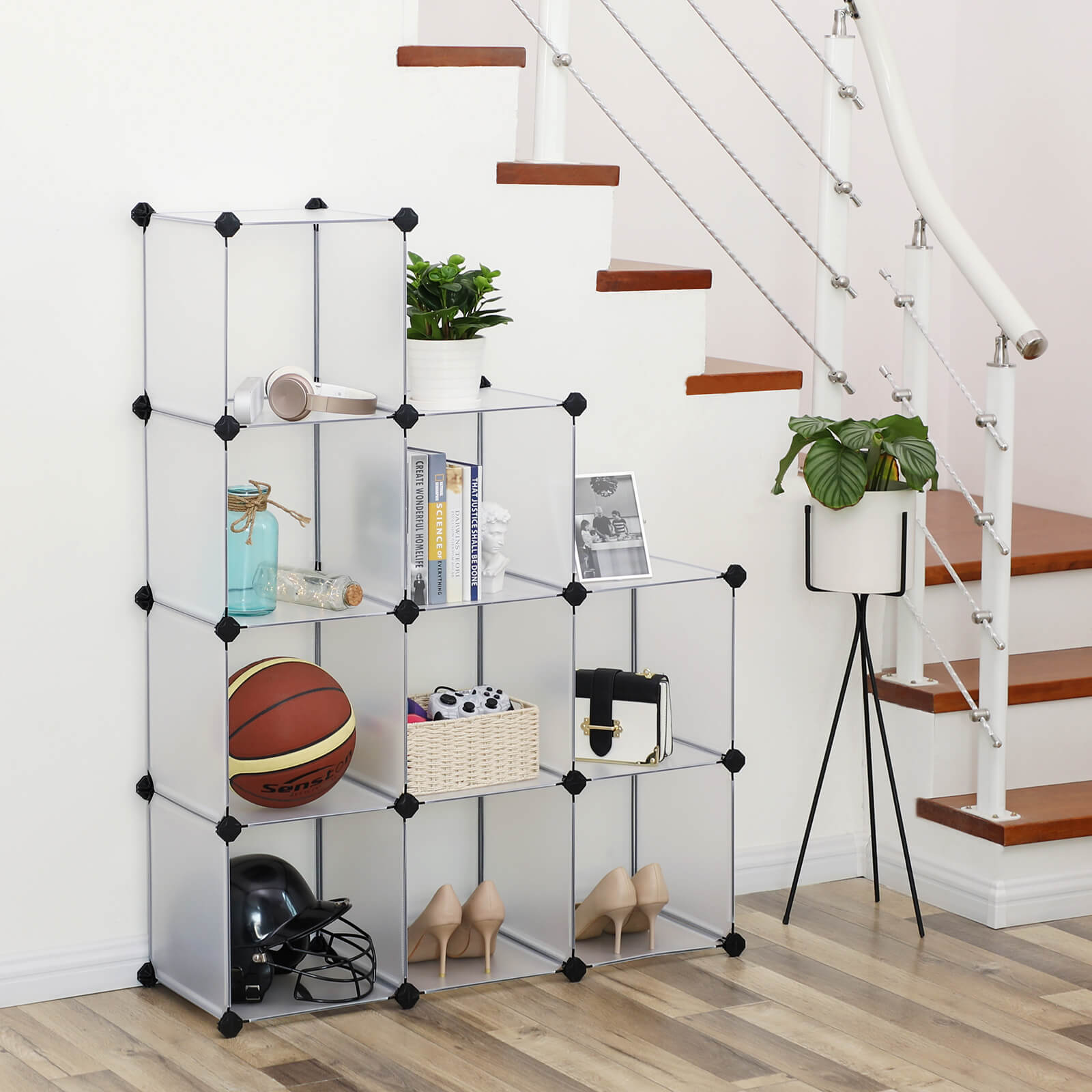Storage Organizer - Plastic - White - 9-Cube Design for Versatile Shelving