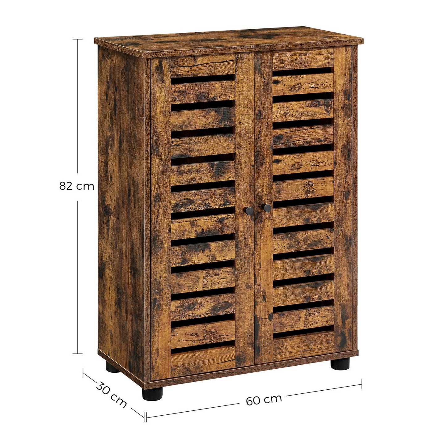 Bathroom Floor Cabinet - Wood - Rustic Brown - Multipurpose with Adjustable Shelf and Louvred Doors