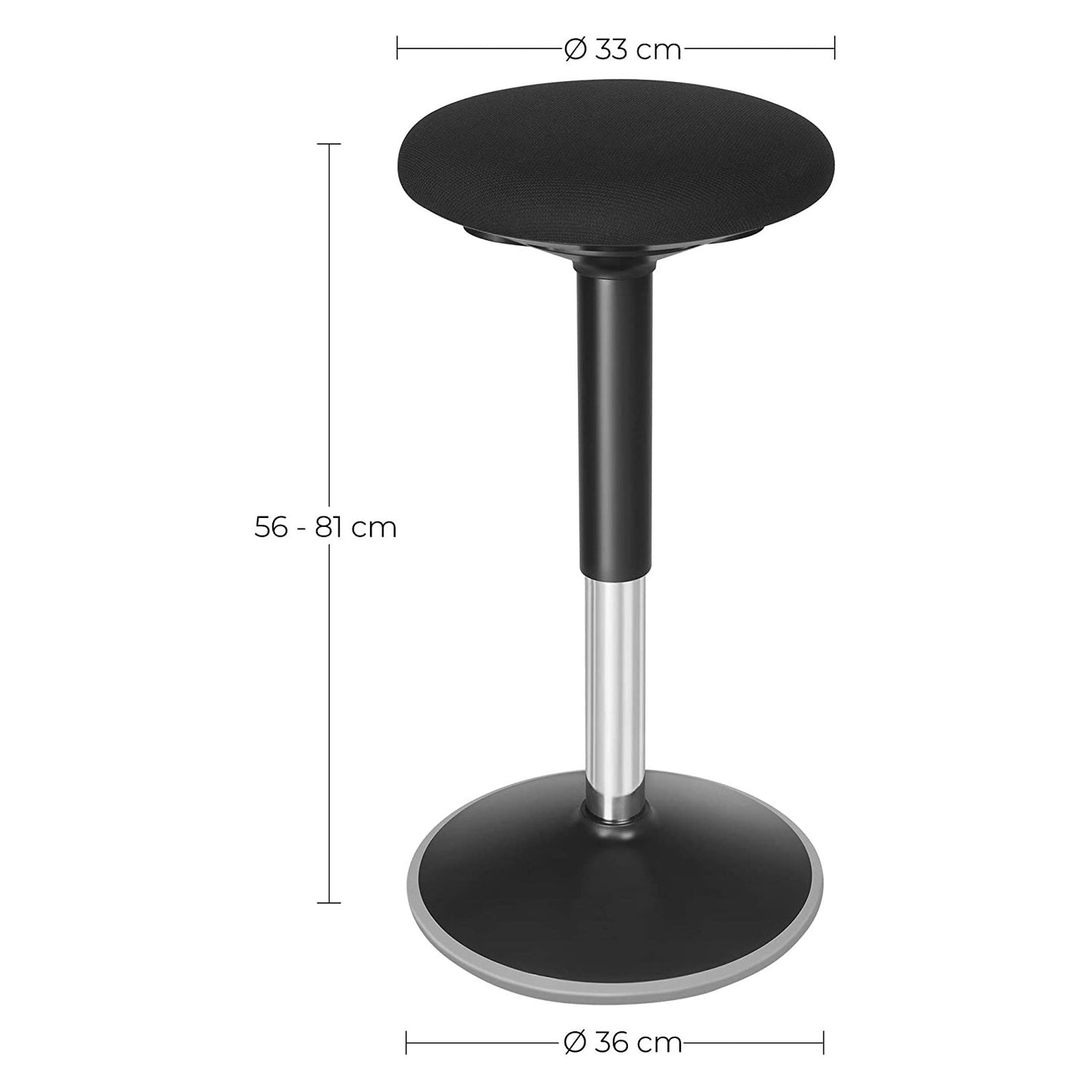 Ergonomic Wobble Stool - Metal - Black - 360° Swivel