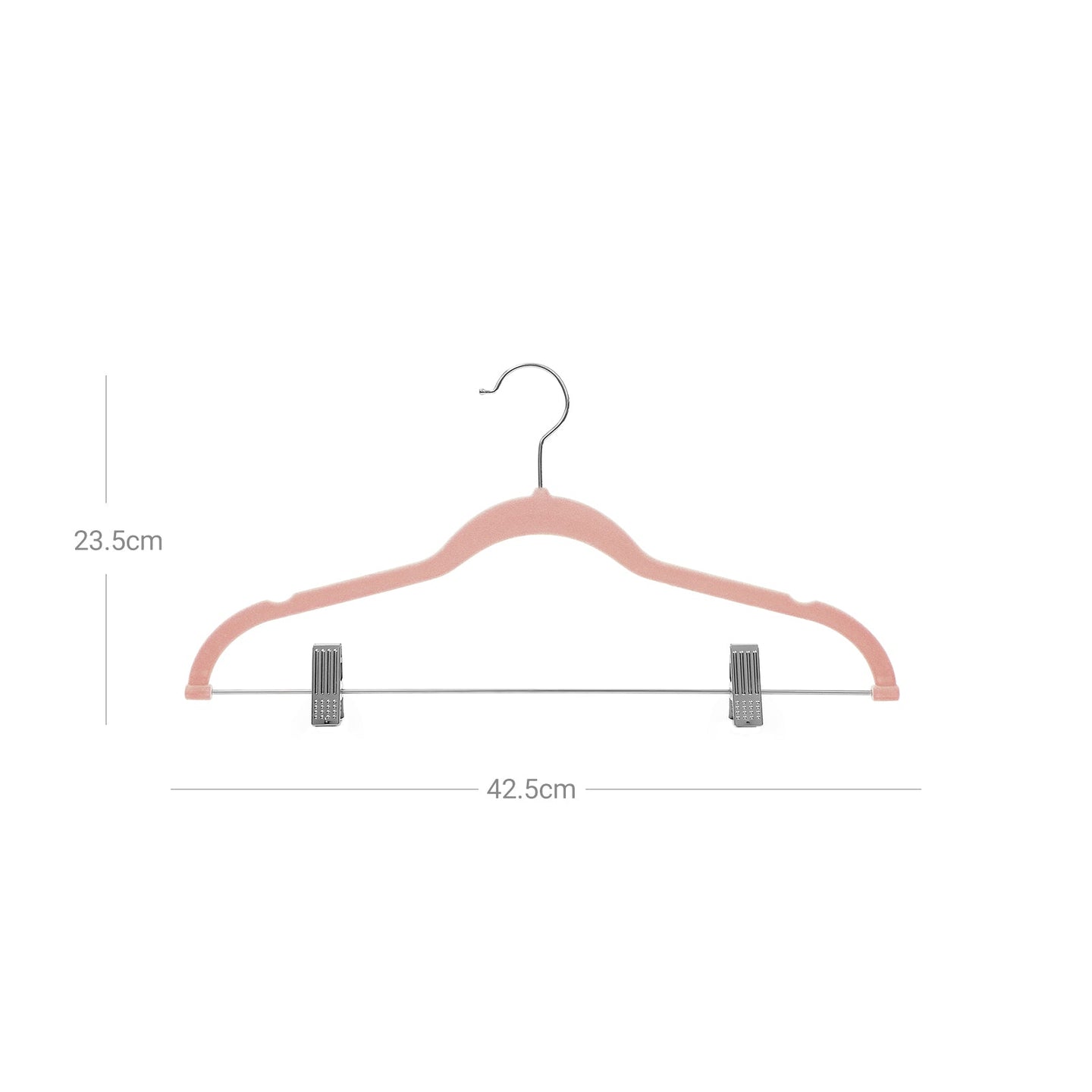 Adjustable Pants Hangers - Velvet - Grey - 12 Pieces with Clips and Non-Slip Design