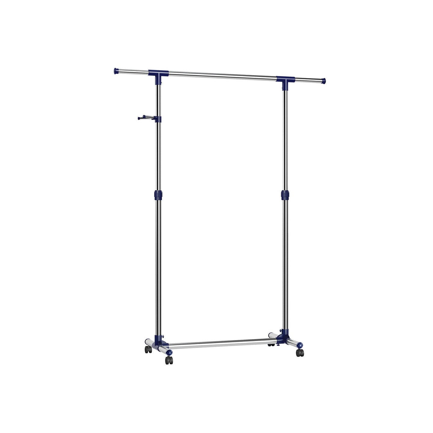 Adjustable Garment Rack - Stainless Steel - Grey - With Wheels and Additional Coat Hook