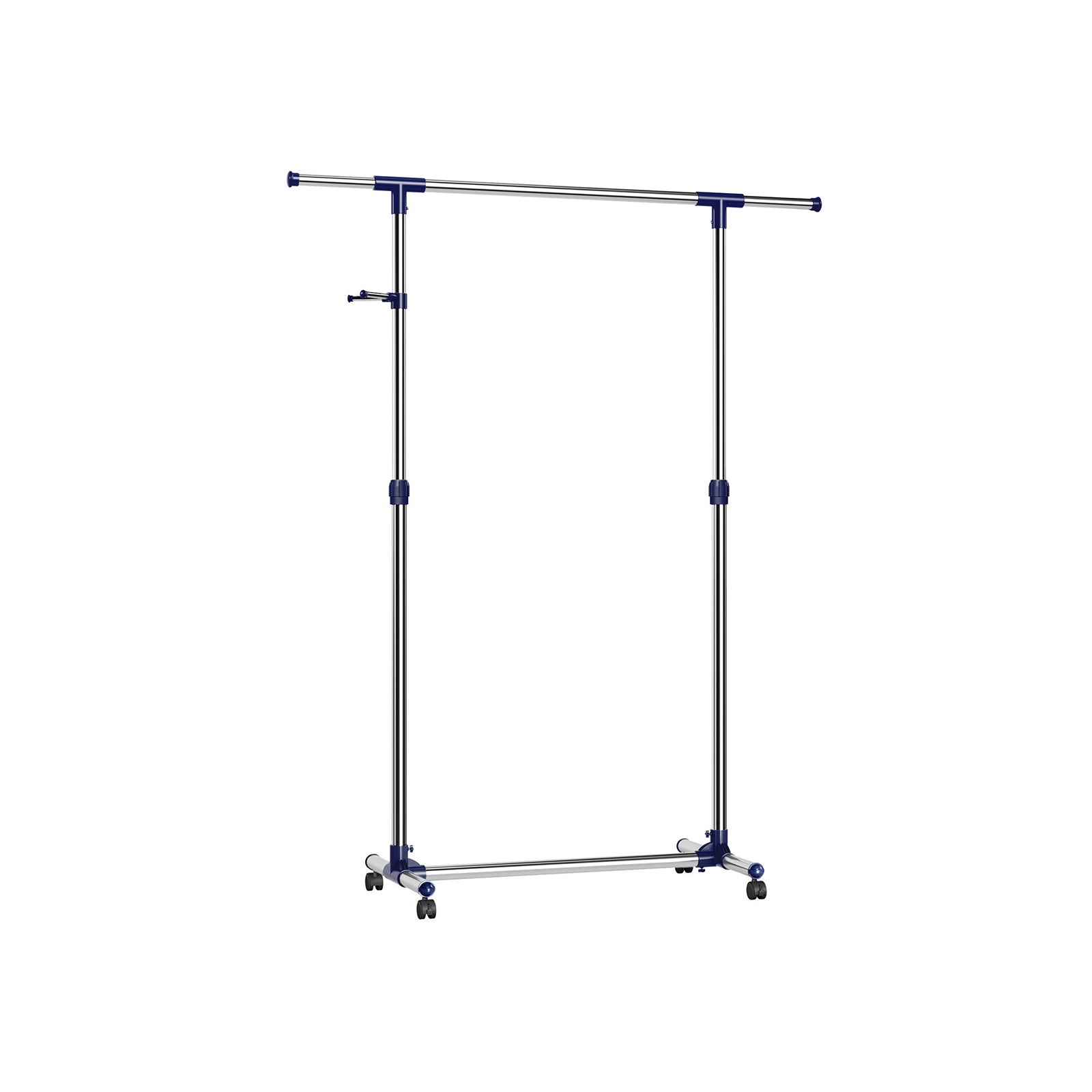 Adjustable Garment Rack - Stainless Steel - Grey - With Wheels and Additional Coat Hook