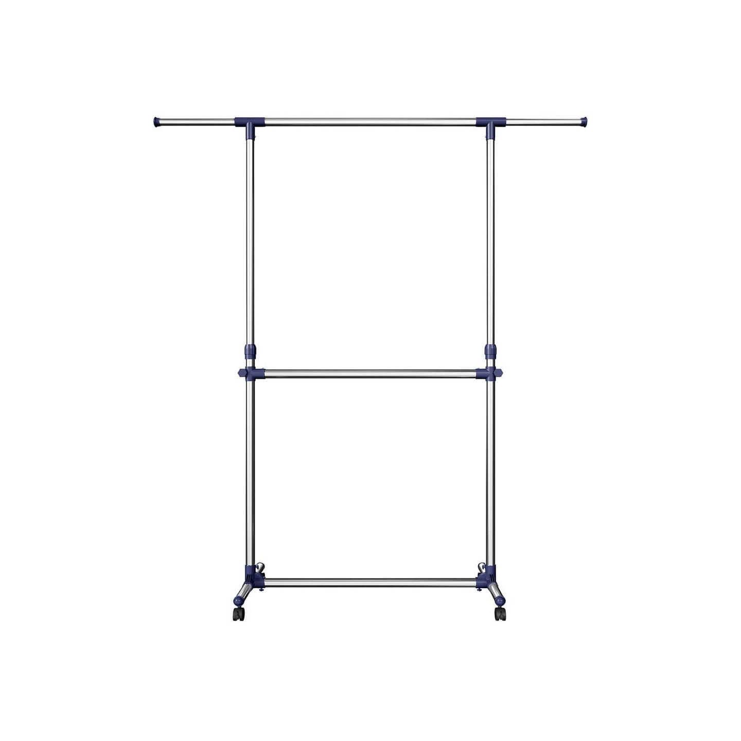 Adjustable Garment Rack - Stainless Steel - Silver - Middle Rail Design