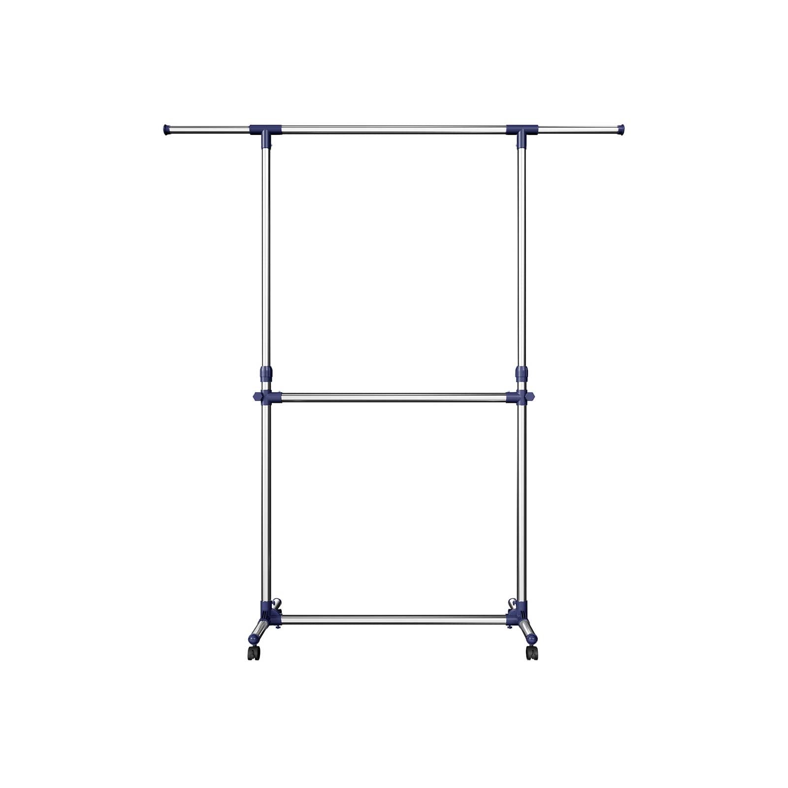 Adjustable Garment Rack - Stainless Steel - Silver - Middle Rail Design
