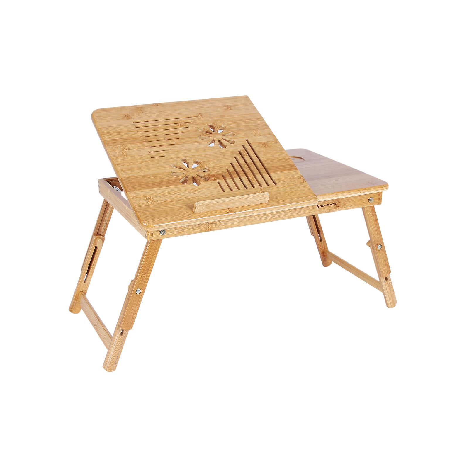 Adjustable Laptop Table - Bamboo - Natural - Folding with Drawer
