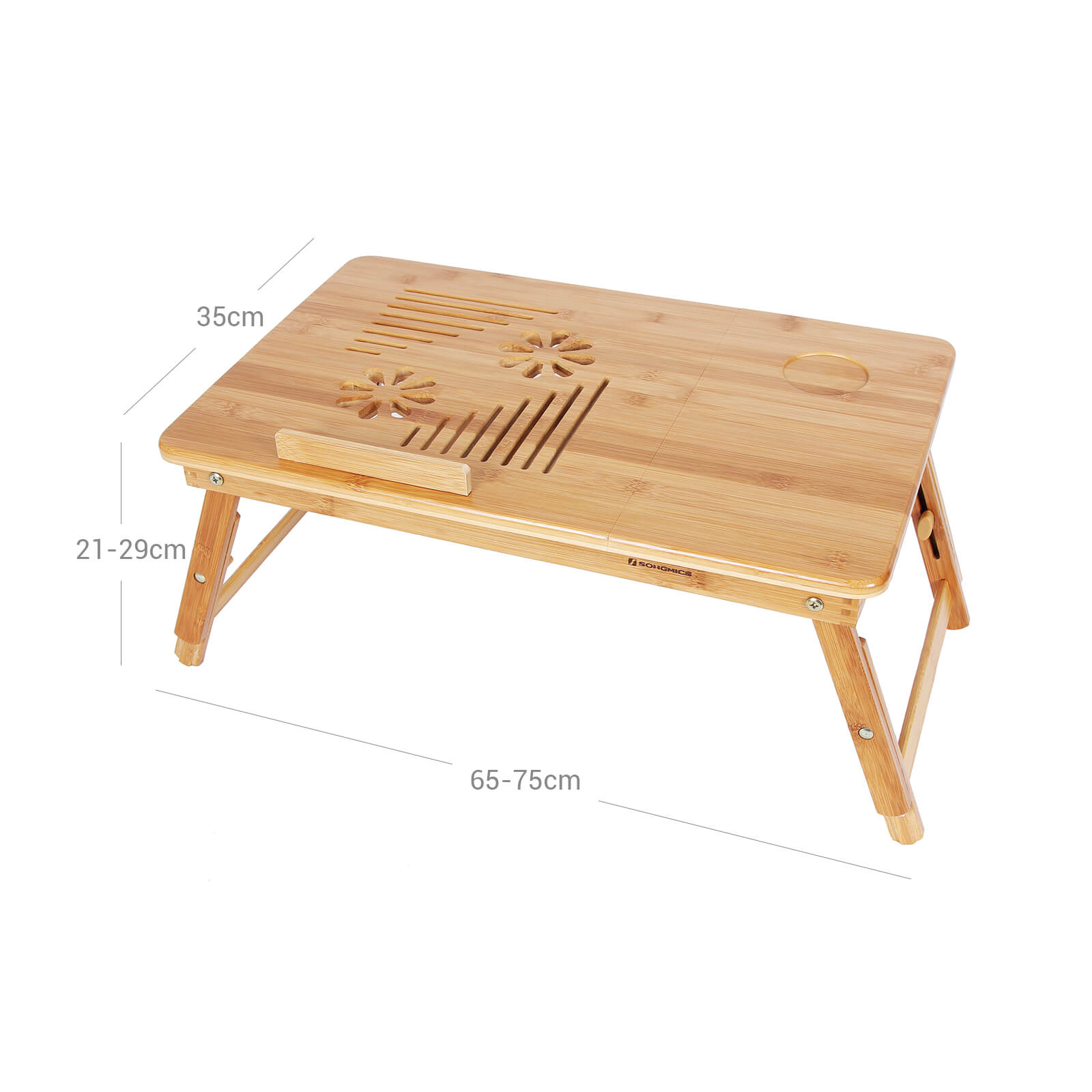 Adjustable Laptop Table - Bamboo - Natural - Folding with Drawer