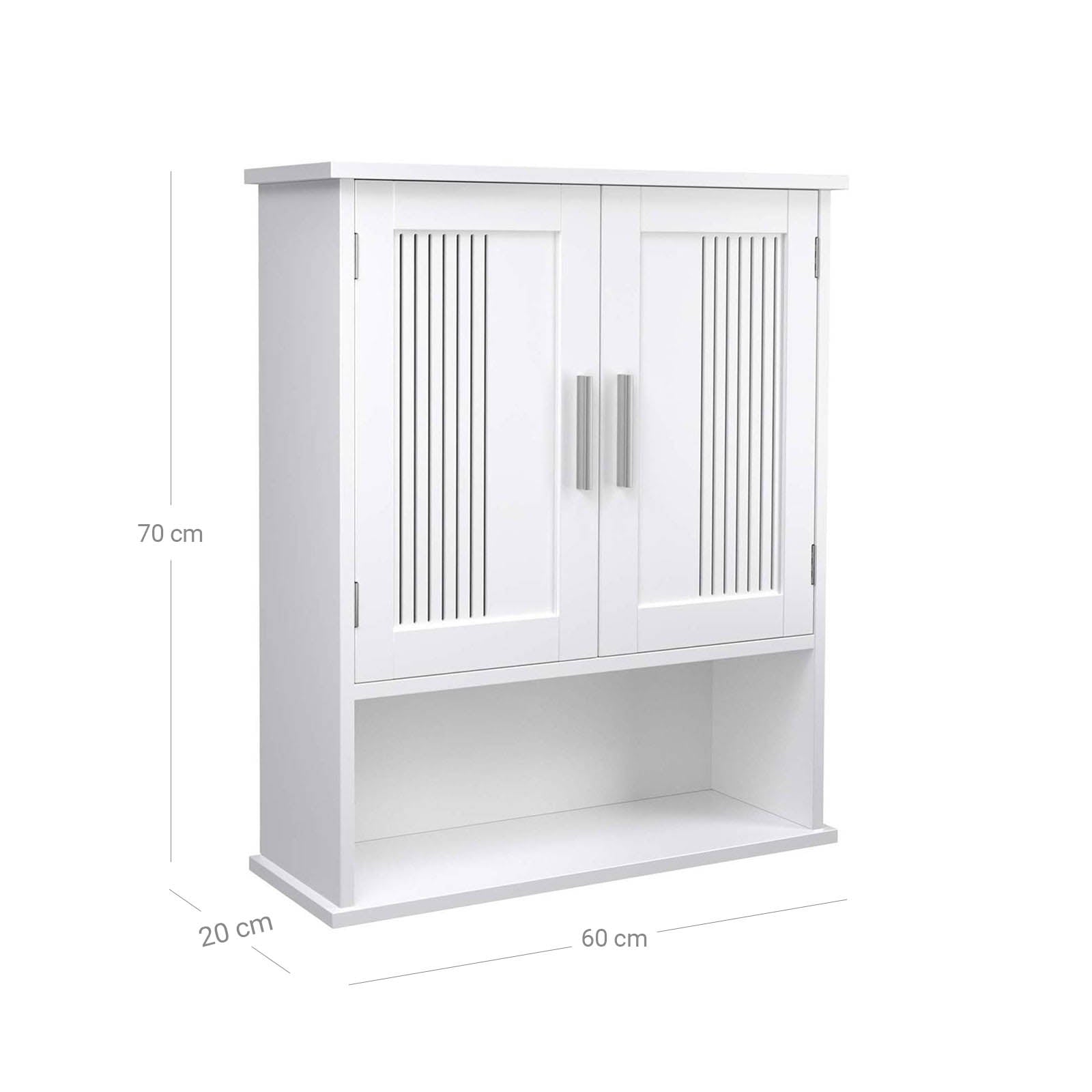 Wall Cabinet - Wood - White - Adjustable Shelf with Double Doors and Open Shelf
