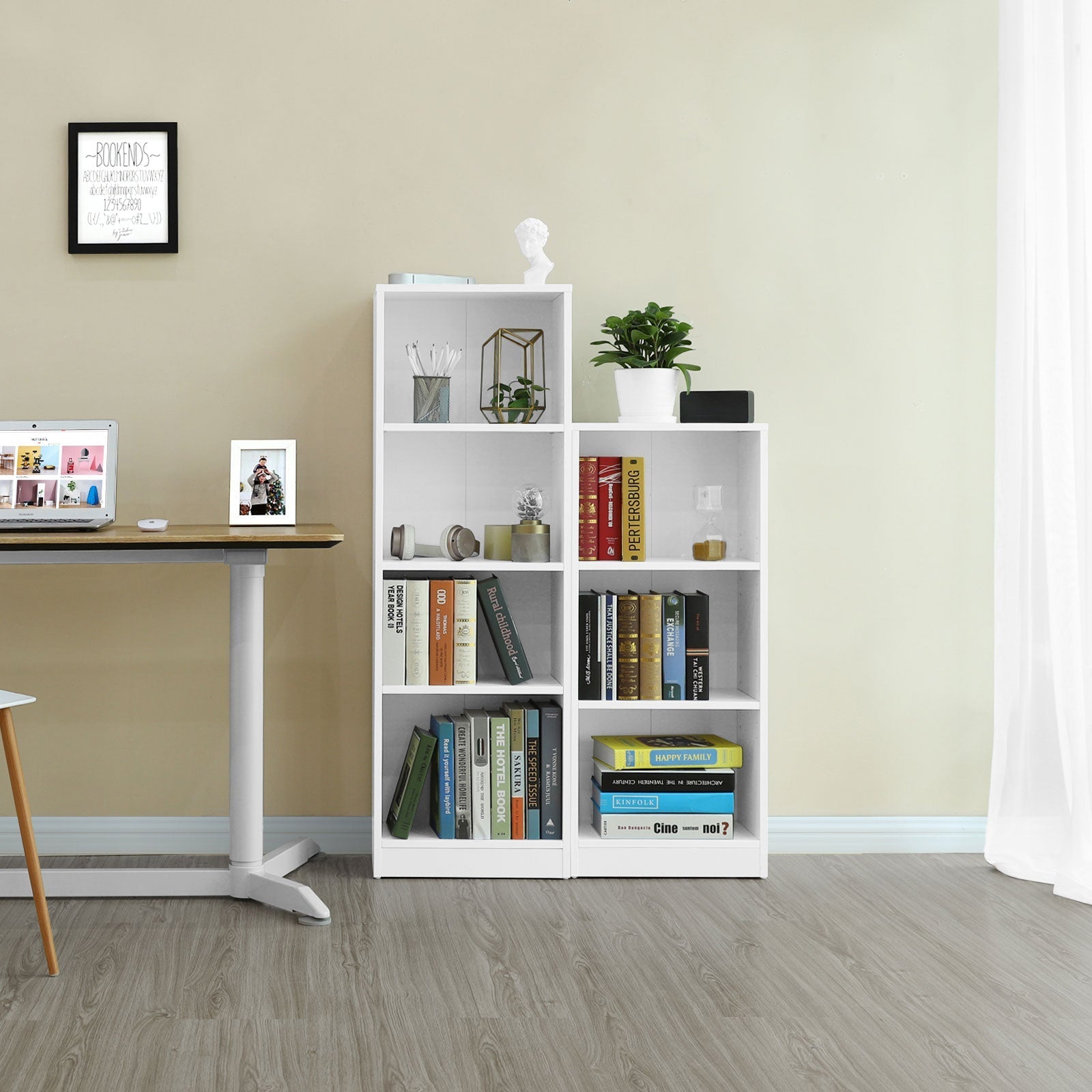 3-Tier Bookcase - White - Wooden