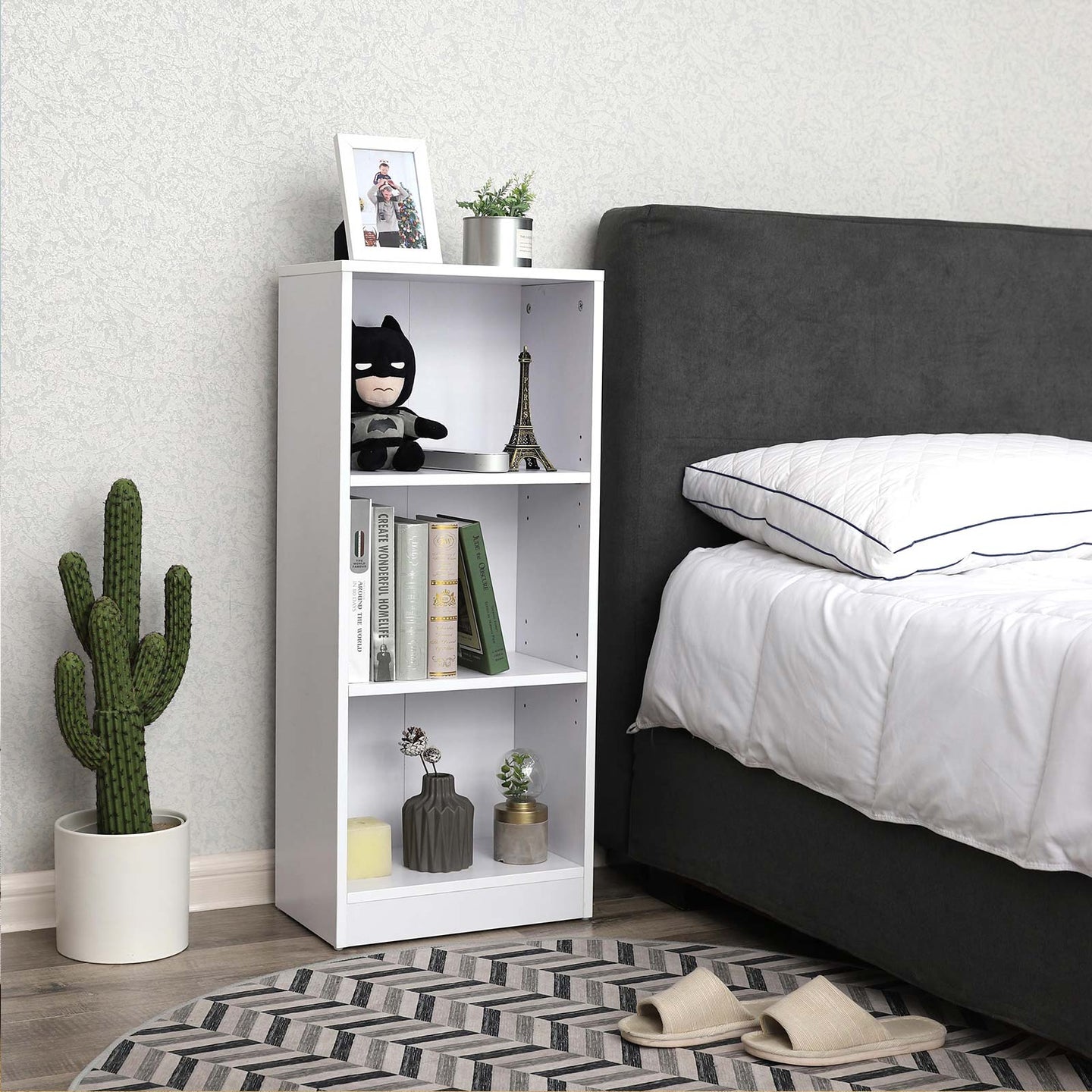 3-Tier Bookcase - White - Wooden