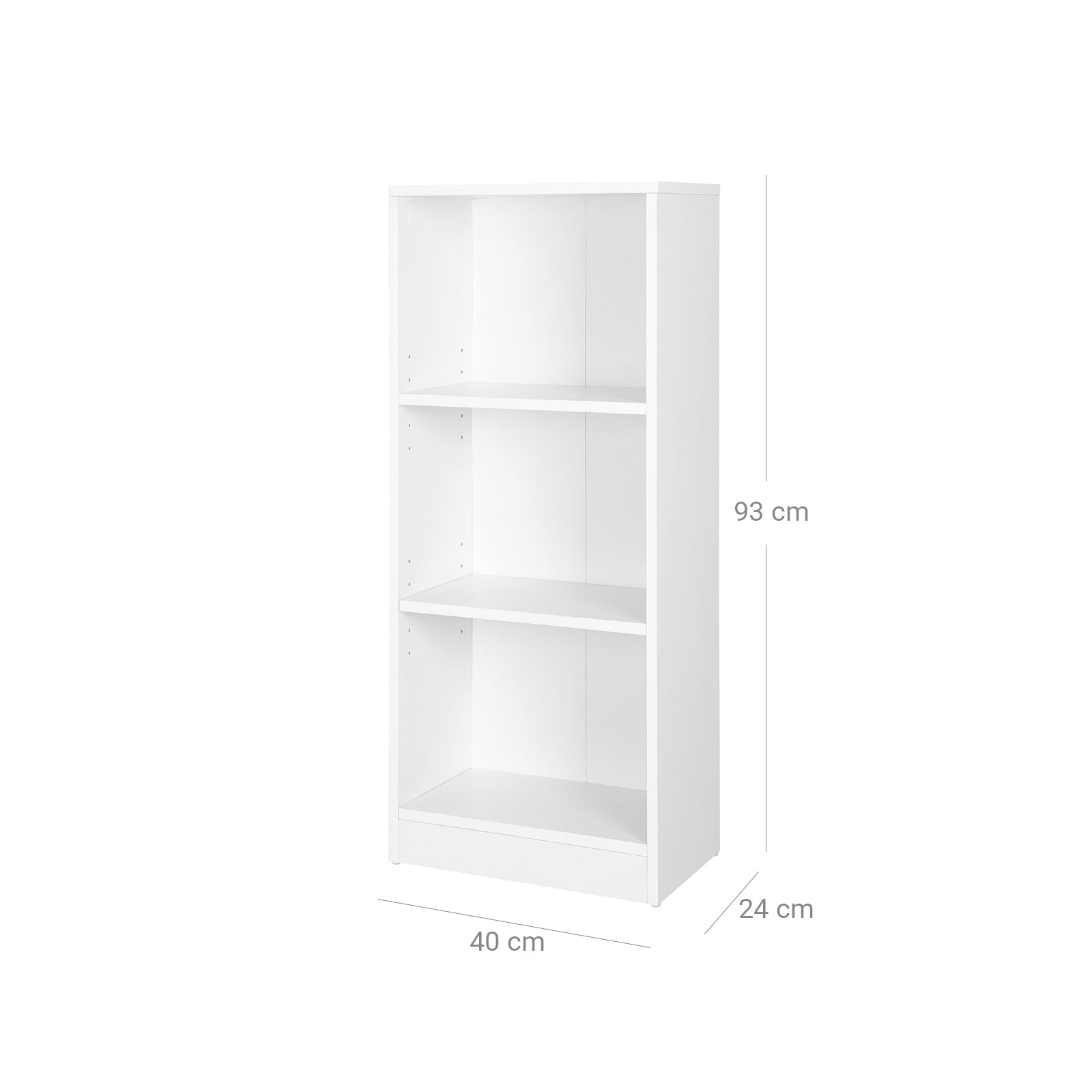 3-Tier Bookcase - White - Wooden
