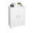 Floor Cabinet - Engineered Wood - White - Double Door with Adjustable Shelves and Buffer Hinges