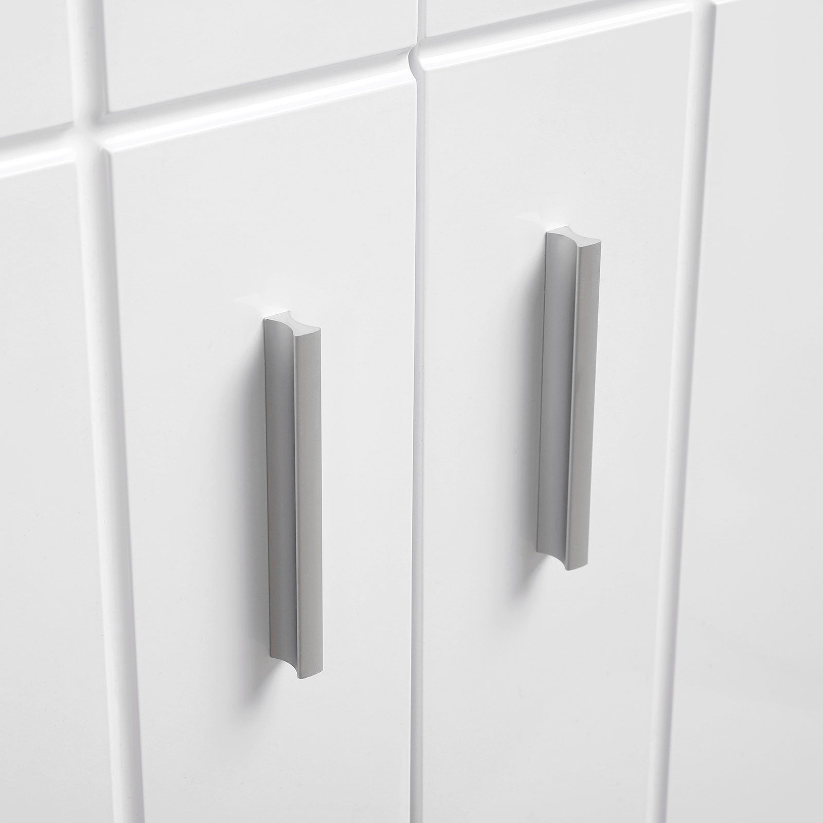 Floor Cabinet - Engineered Wood - White - Double Door with Adjustable Shelves and Buffer Hinges