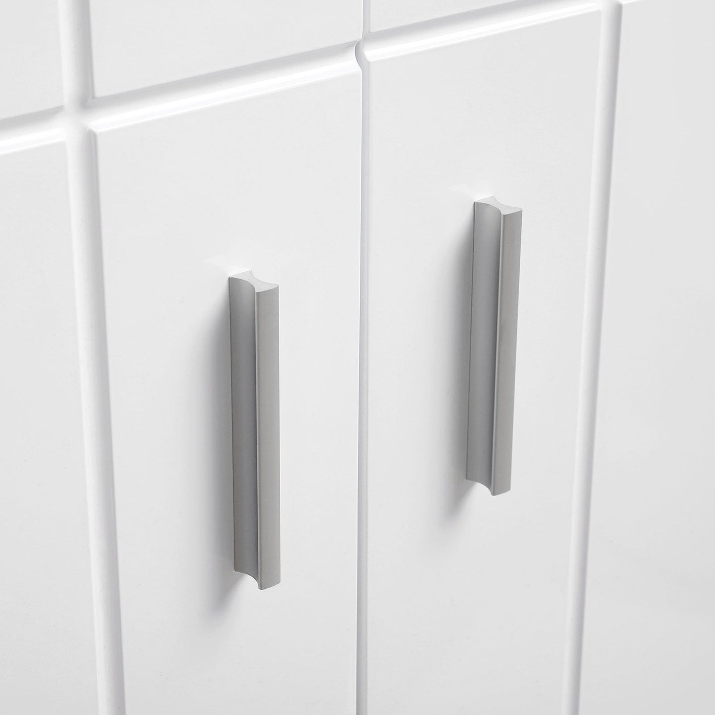 Floor Cabinet - Engineered Wood - White - Double Door with Adjustable Shelves and Buffer Hinges