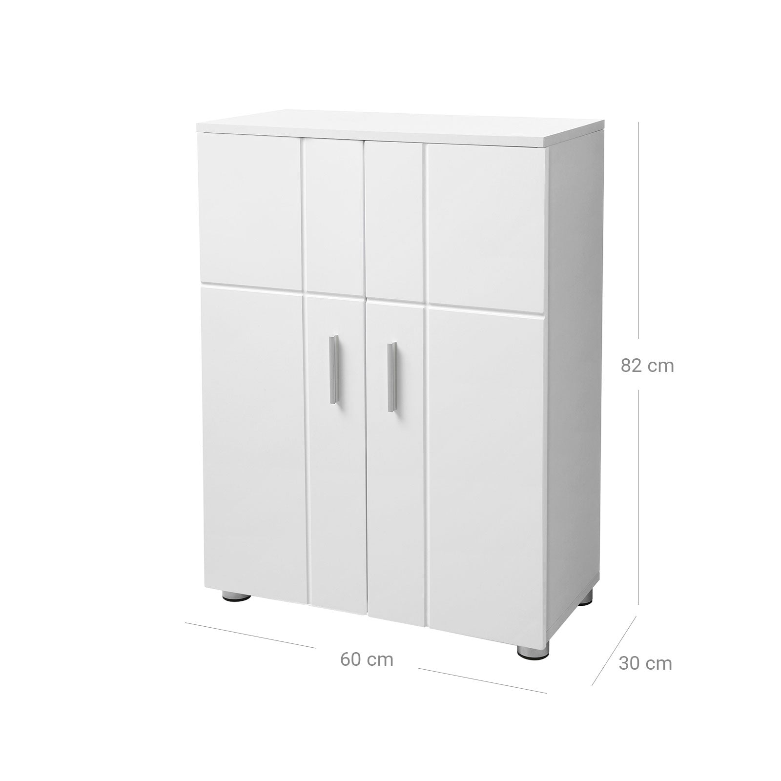 Floor Cabinet - Engineered Wood - White - Double Door with Adjustable Shelves and Buffer Hinges