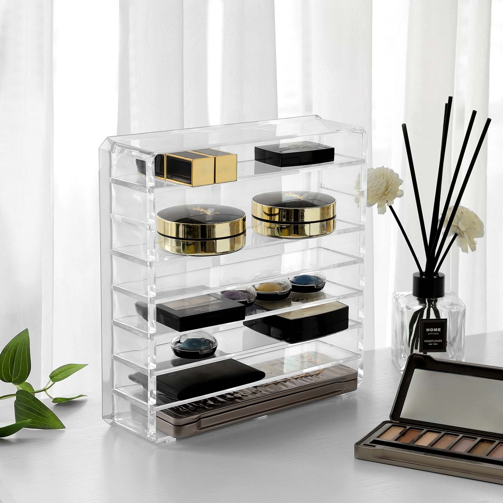 Makeup Organiser - 7 Adjustable Shelves - Acrylic - Transparent - Transparent Design for Easy Viewing