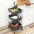 Rolling Cart - Metal - Black - 3-Tier with Height Adjustable Shelves and Brakes