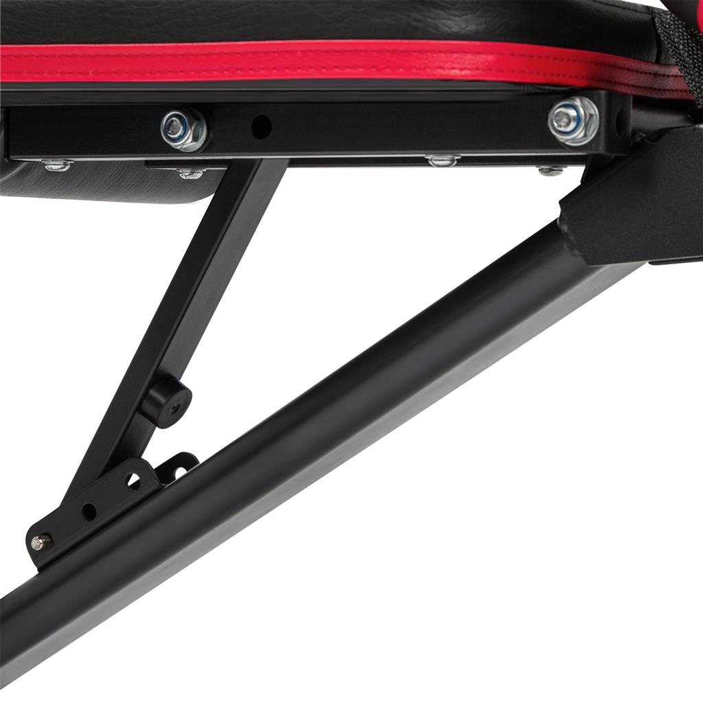 Adjustable Foldable Weight Bench - Steel - Black and Red - Tilting Backrest and Seat