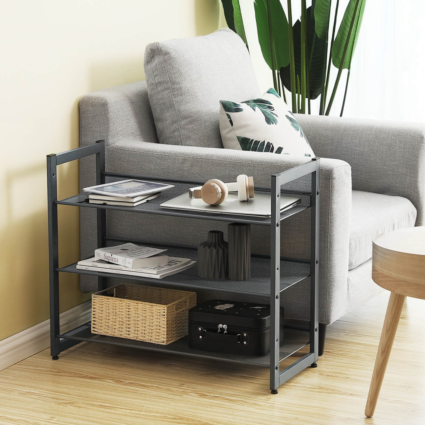 Shoe Rack - Metal Mesh - Black - Angle Adjustable