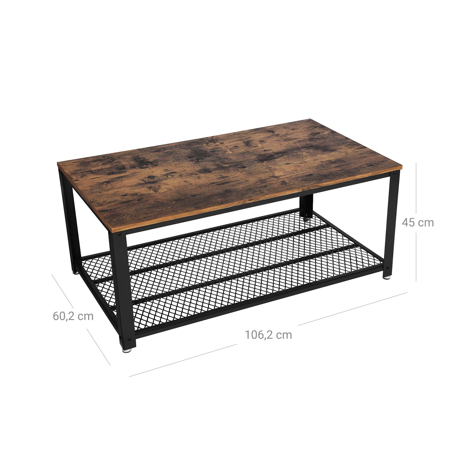 Coffee Table - Wood - Rustic Brown - Spacious and Functional Surface