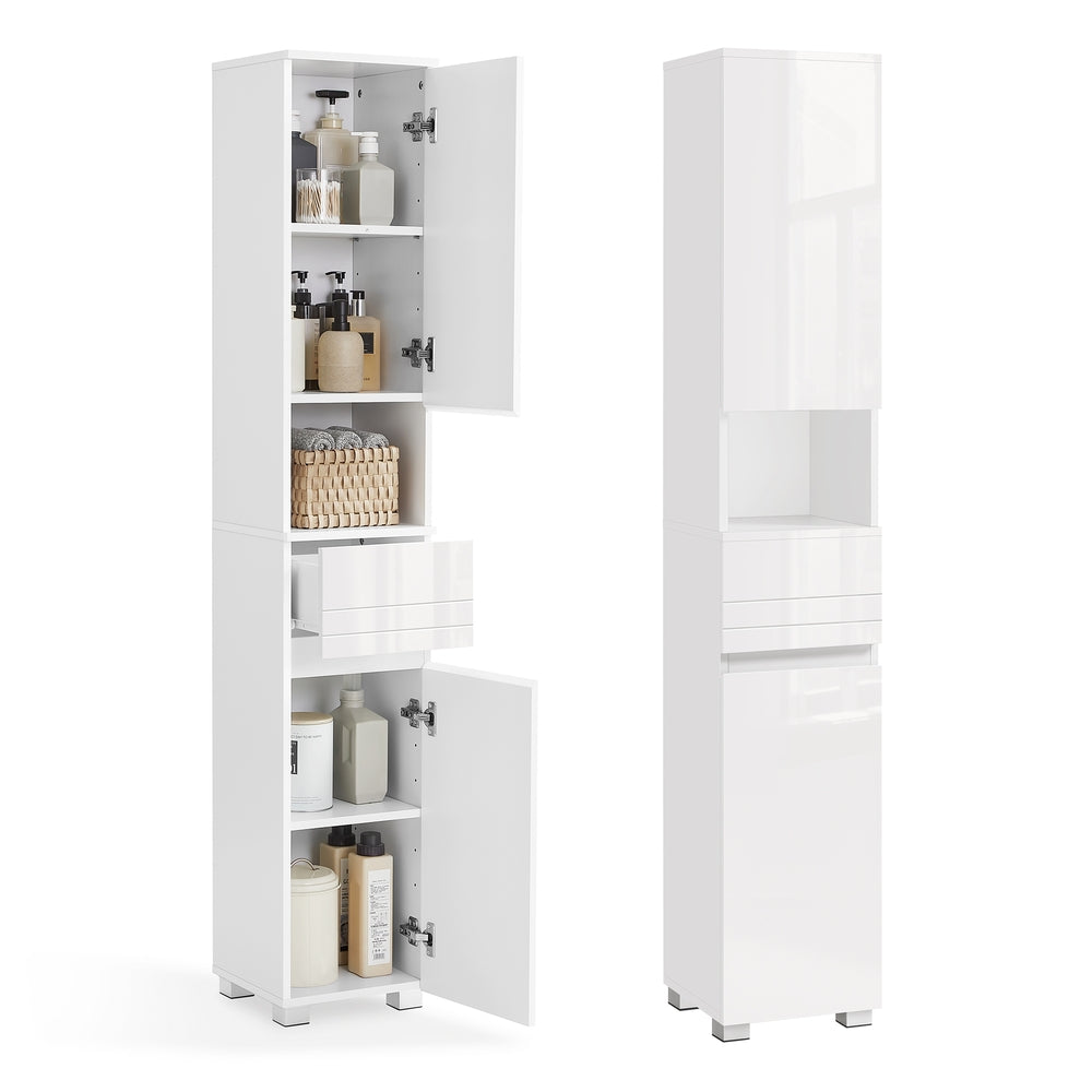 Tall and Slim Bathroom Cabinet - MDF - White