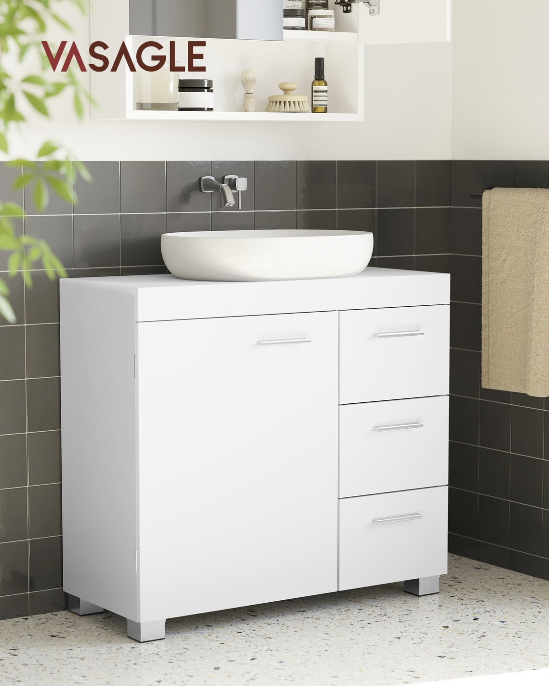 Under-Sink Bathroom Cabinet - MDF - Cloud White
