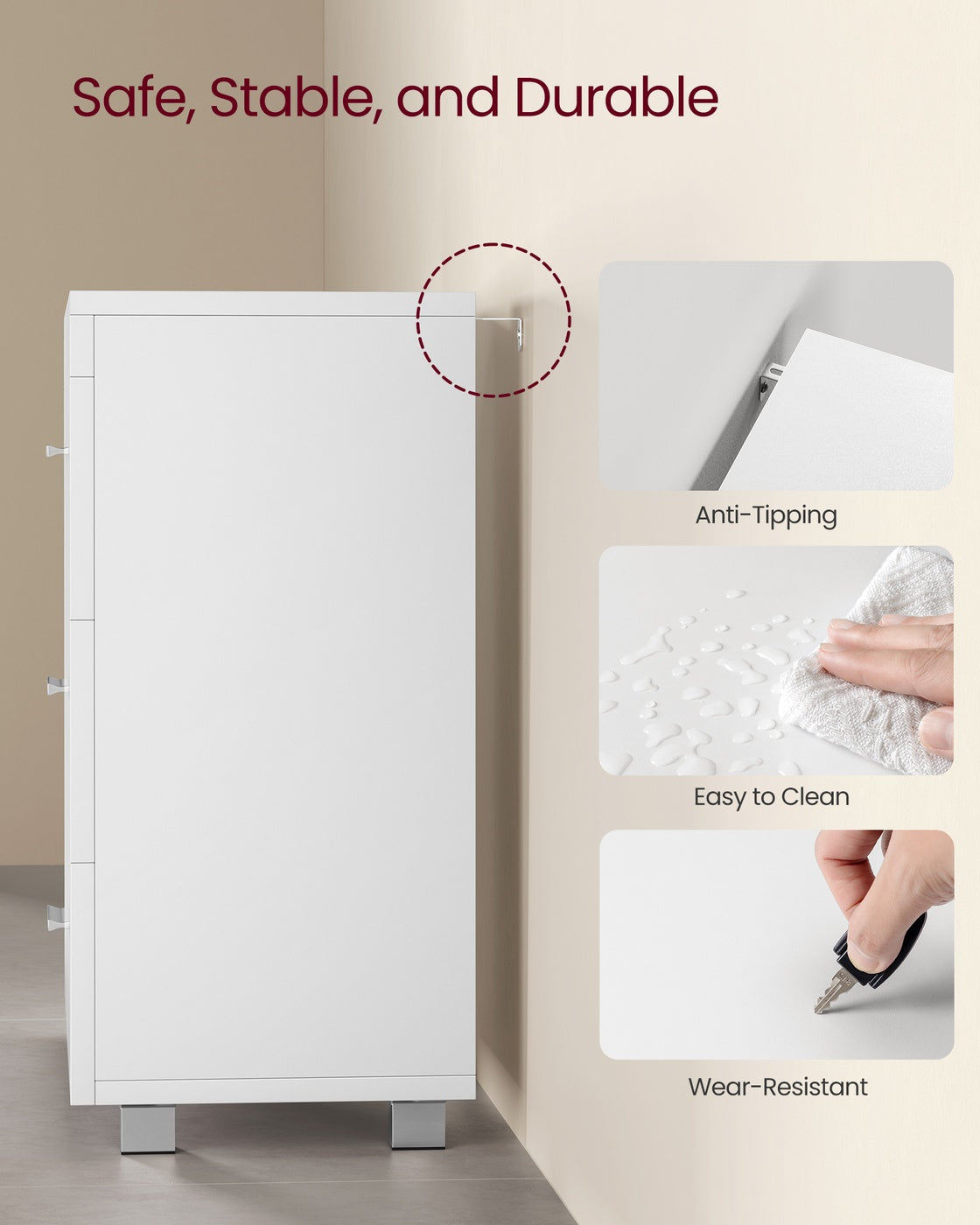 Under-Sink Bathroom Cabinet - MDF - Cloud White