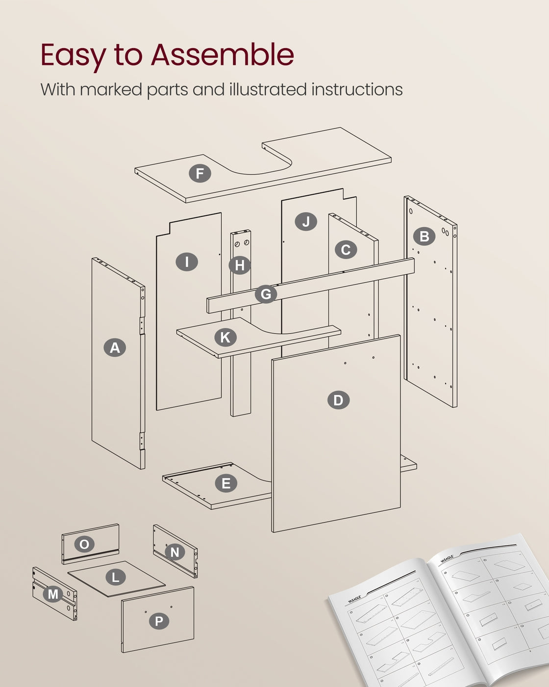 Under-Sink Bathroom Cabinet - MDF - Cloud White