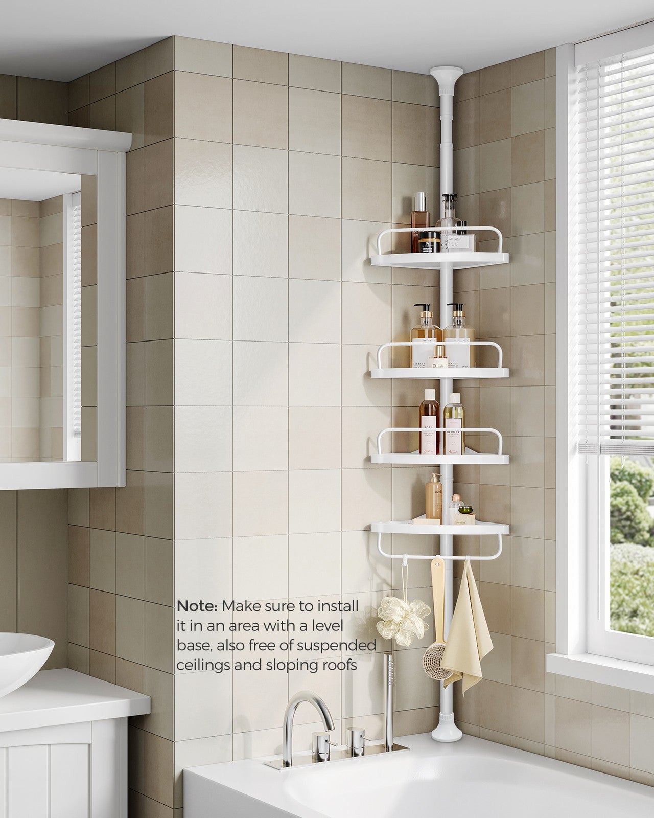 Bathroom Corner Shelf - plastic sprayed steel tube + PP plastic