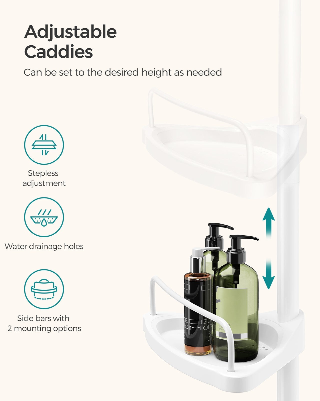 Bathroom Corner Shelf - plastic sprayed steel tube + PP plastic