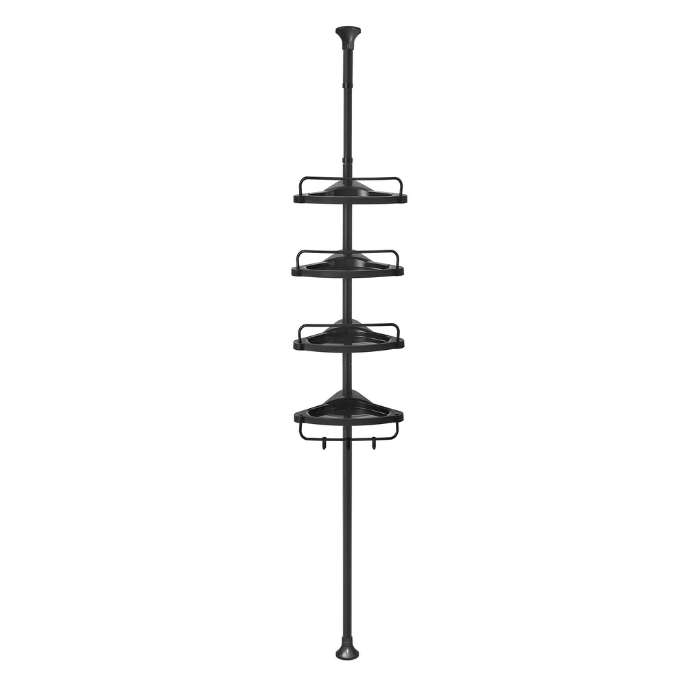 Black Adjustable Corner Bathroom Shelf - Steel Tube - Black