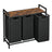 Laundry Basket - MDF and Steel - Rustic Brown - with 3 Pull-Out