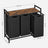Laundry Basket - MDF and Steel - Rustic Brown - with 3 Pull-Out