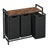 Laundry Basket - MDF and Steel - Rustic Brown - with 3 Pull-Out