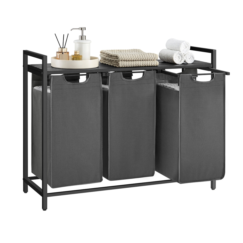 Laundry Basket - MDF and Steel - Black and Grey