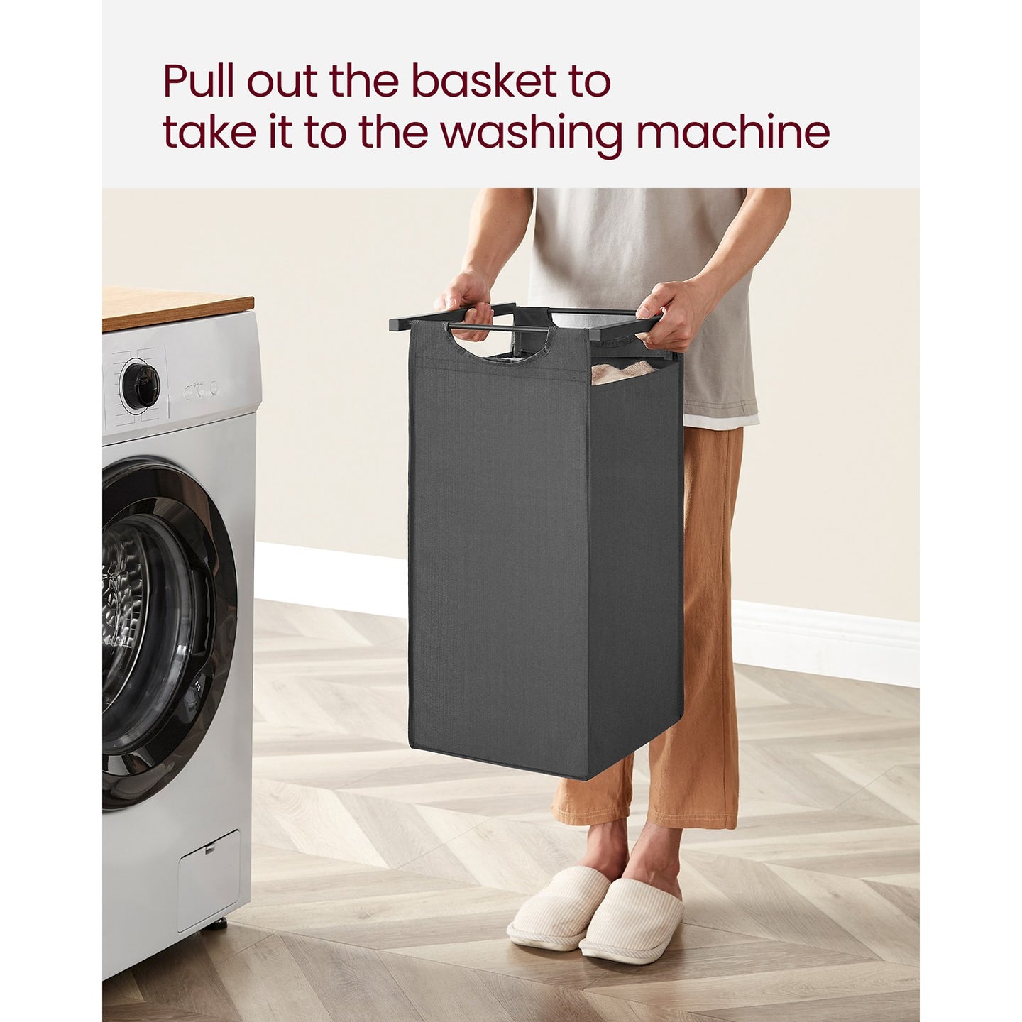 Laundry Basket - MDF and Steel - Black and Grey
