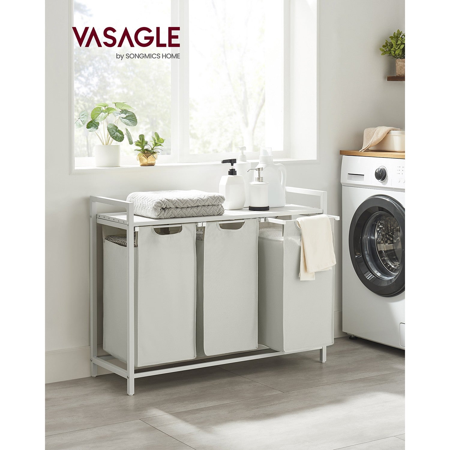 Laundry Basket - MDF and Steel - White