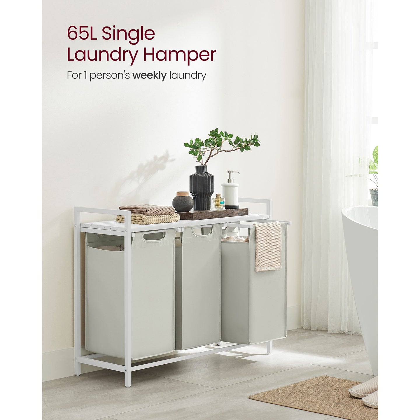 Laundry Basket - MDF and Steel - White