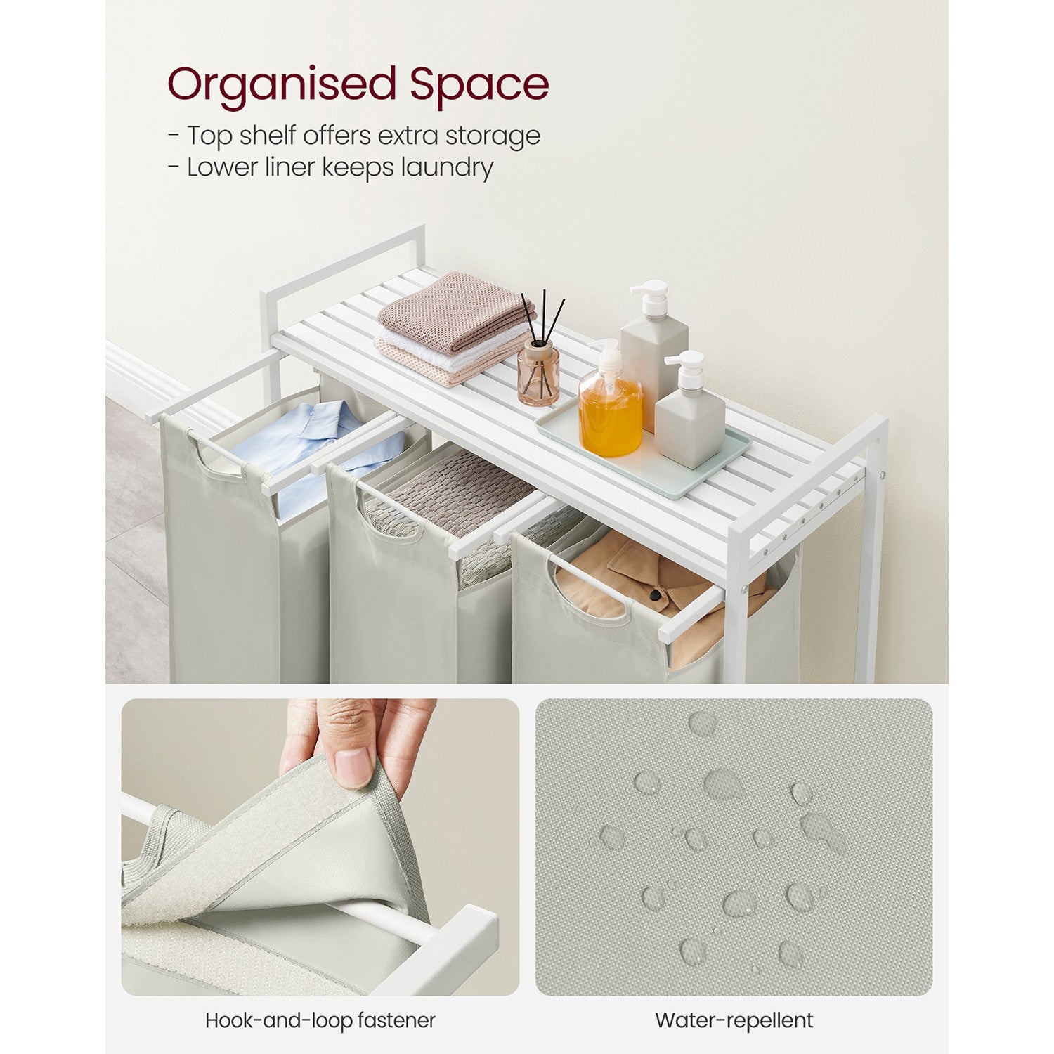 Laundry Basket - MDF and Steel - White