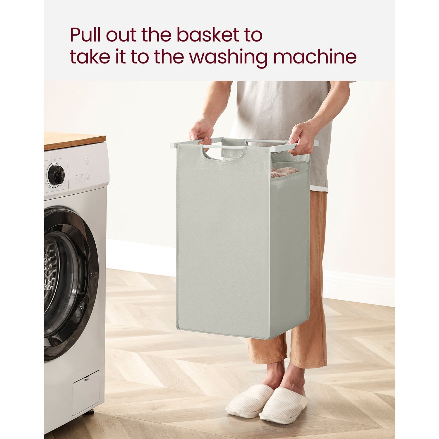 Laundry Basket - MDF and Steel - White