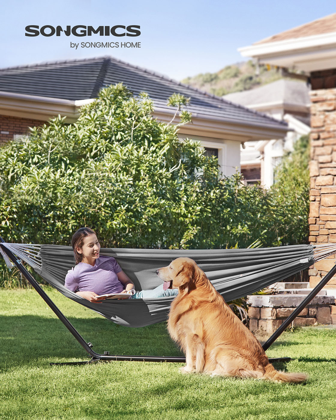 Hammock - Metal and Cotton - Black Stand