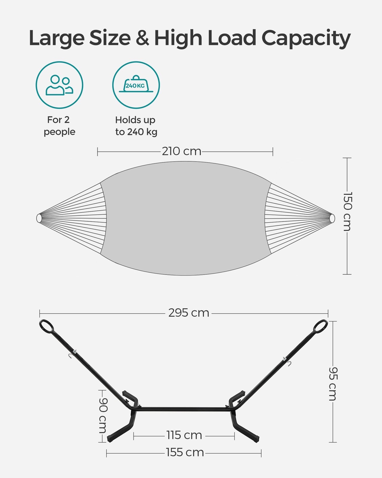 Hammock - Metal and Cotton - Black Stand