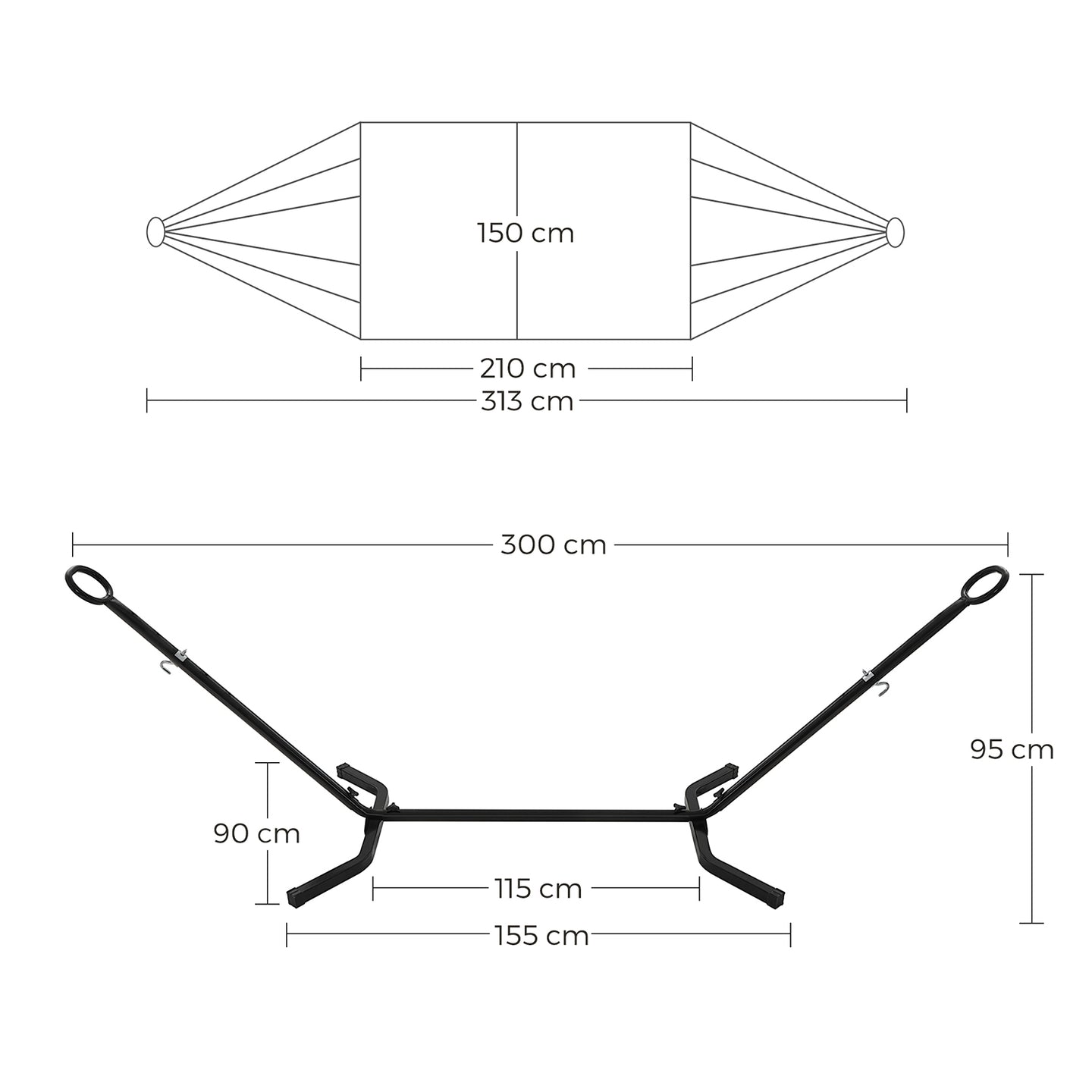Hammock - Metal and Cotton - Black Stand
