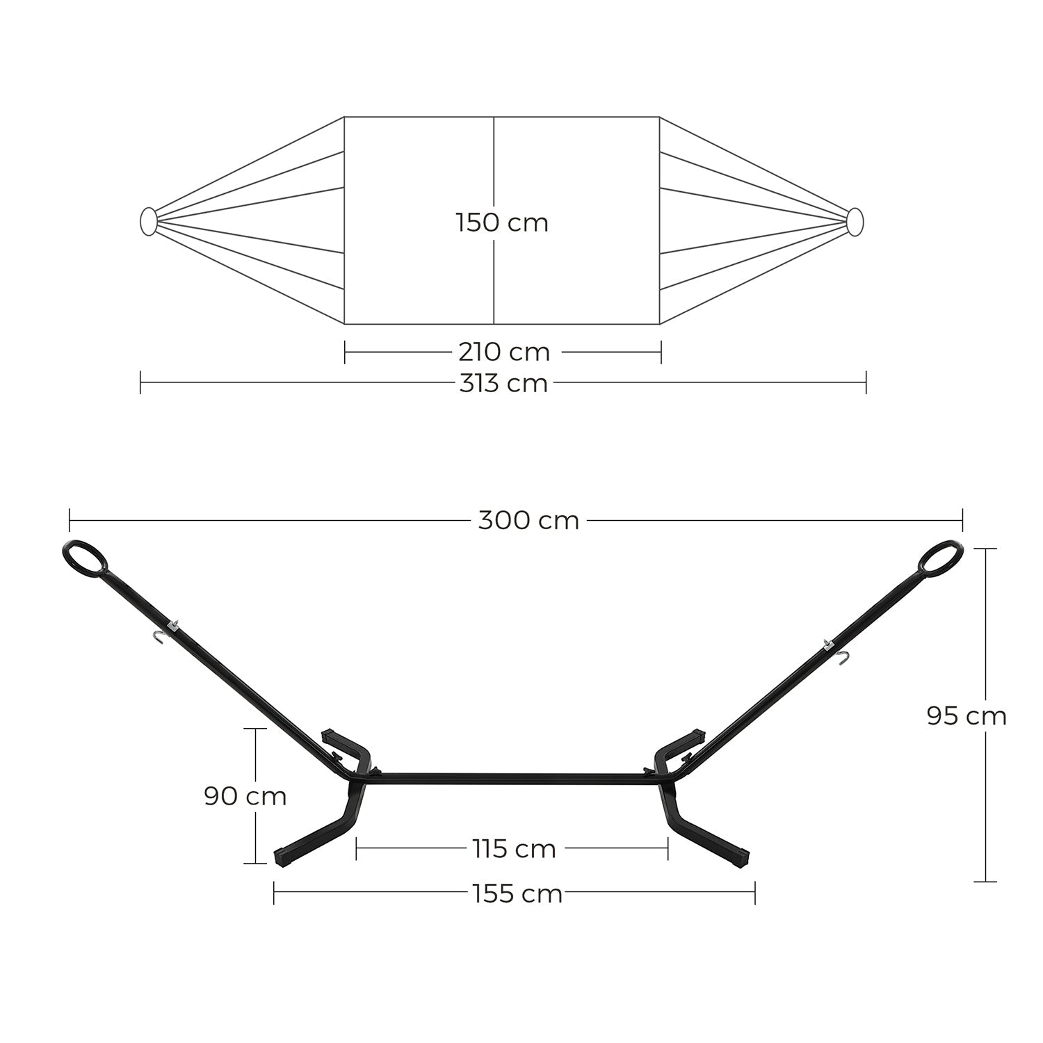 Hammock - Metal and Cotton - Black Stand
