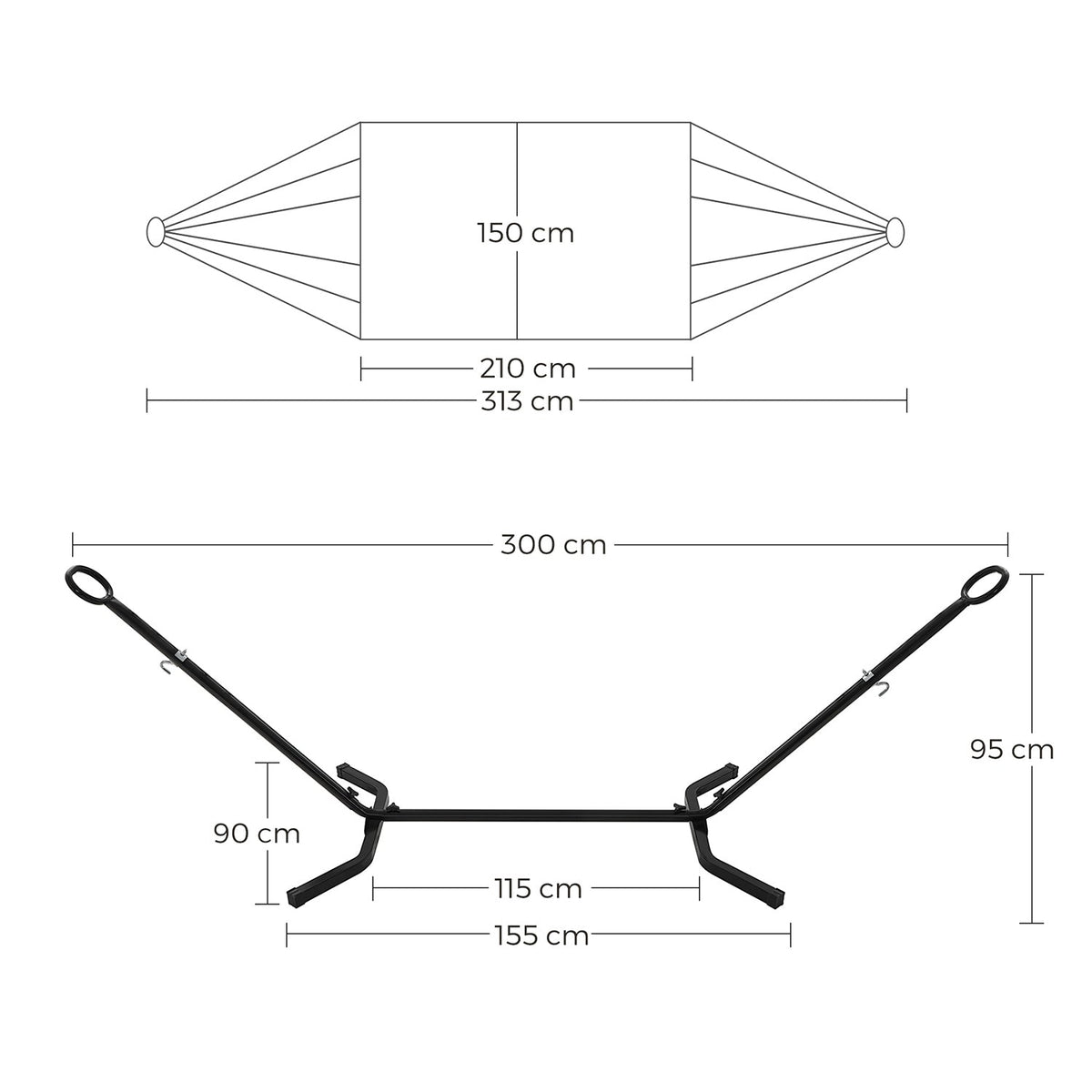 Hammock - Metal and Cotton - Black Stand