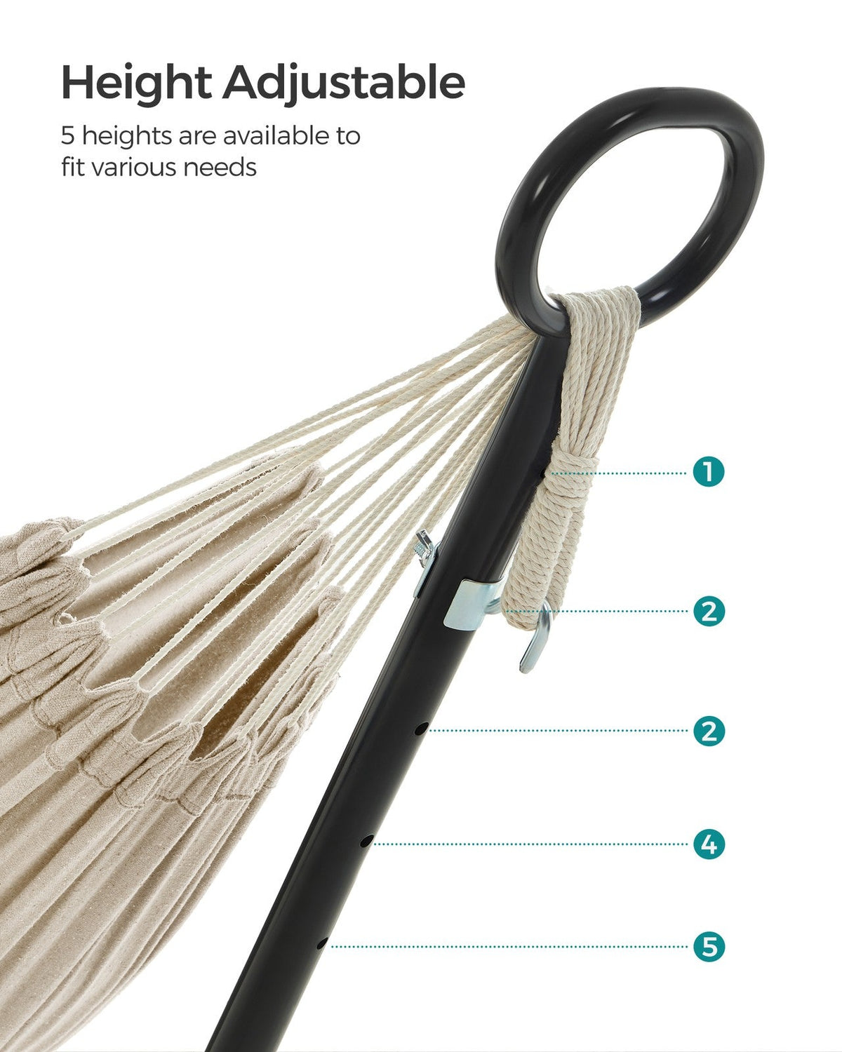 Hammock - Metal and Cotton - Black Stand
