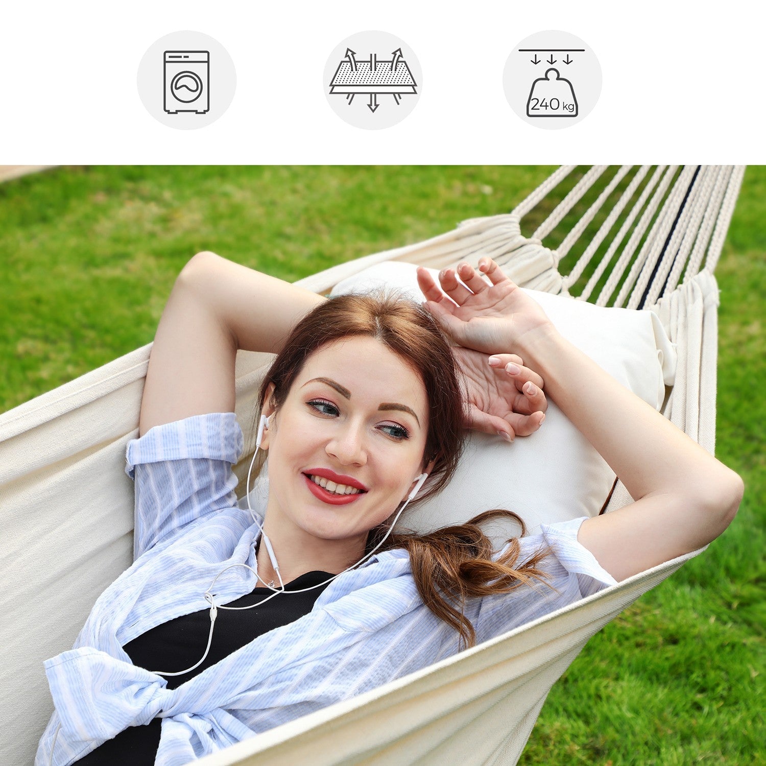 Hammock - Metal and Cotton - Black Stand